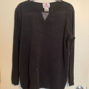NWT QUACKER FACTORY TERRY PANTSUIT SET-M Black QVC